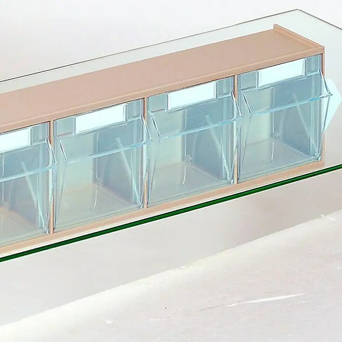 Lockweiler Kleinteilmagazin Stala STS 6 - Anzahl Fächer: 6 Stk., 9,1 x 60 x 11,3 cm, Fassungsvermögen: 2,16 l - Vorderansicht