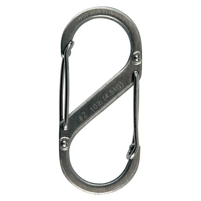 Nite Ize Doppelkarabiner - 50 x 22 mm, Edelstahl, Silber, Zugfestigkeit: 4,5 kg - Rückansicht