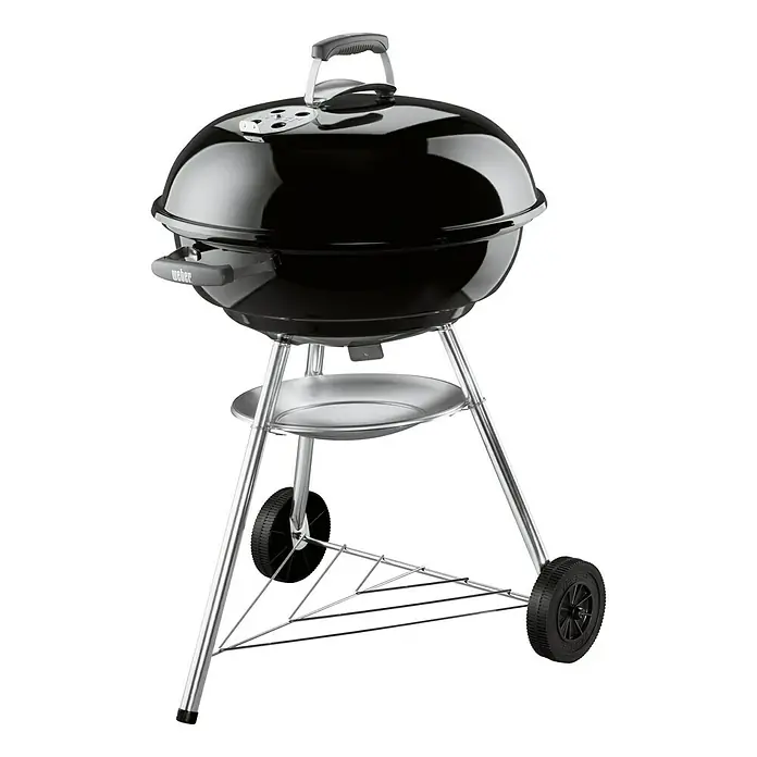 Weber Okrugli roštilj s poklopcem Compact Kettle - Crne boje, Dimenzija rešetke za pečenje: Ø 57 cm - Pogled sprijeda
