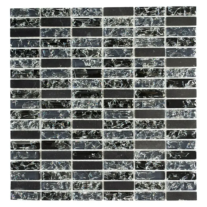 Mosaikfliese Crystal Mix XIC S1228 - 32,2 x 31 cm, Schwarz, Glänzend - Ansicht von oben