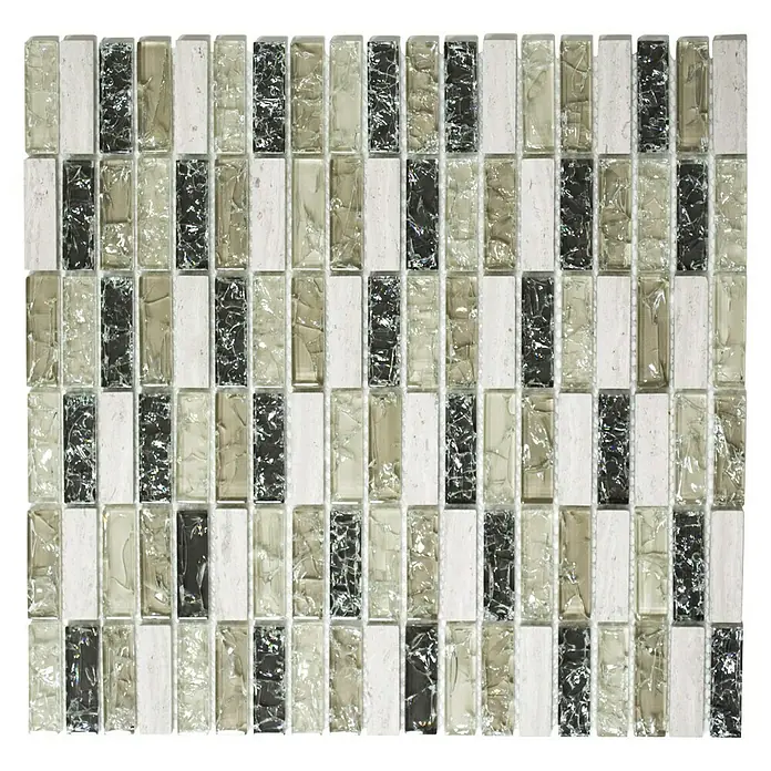 Mosaikfliese Crystal Mix XIC S1252 - 32,2 x 31 cm, Grau/Grün, Glänzend - Ansicht von oben