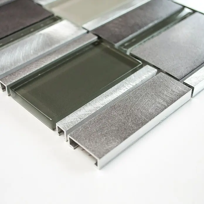 Mosaikfliese Crystal Mix XAM A801 - 30,1 x 30,1 cm, Grau, Matt - Vorderansicht