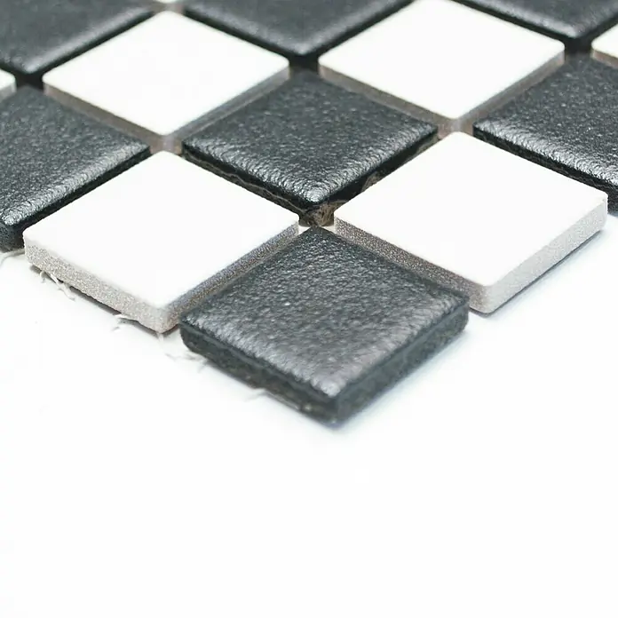 Mosaikfliese Quadrat AT 149 - 32,6 x 30 cm, Schwarz/Weiß, Matt - Vorderansicht
