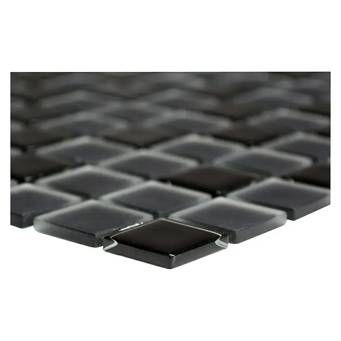 Selbstklebemosaik Quadrat Crystal Mix SAM 4CM22 - 30 x 30 cm, Glas, Schwarz - Vorderansicht