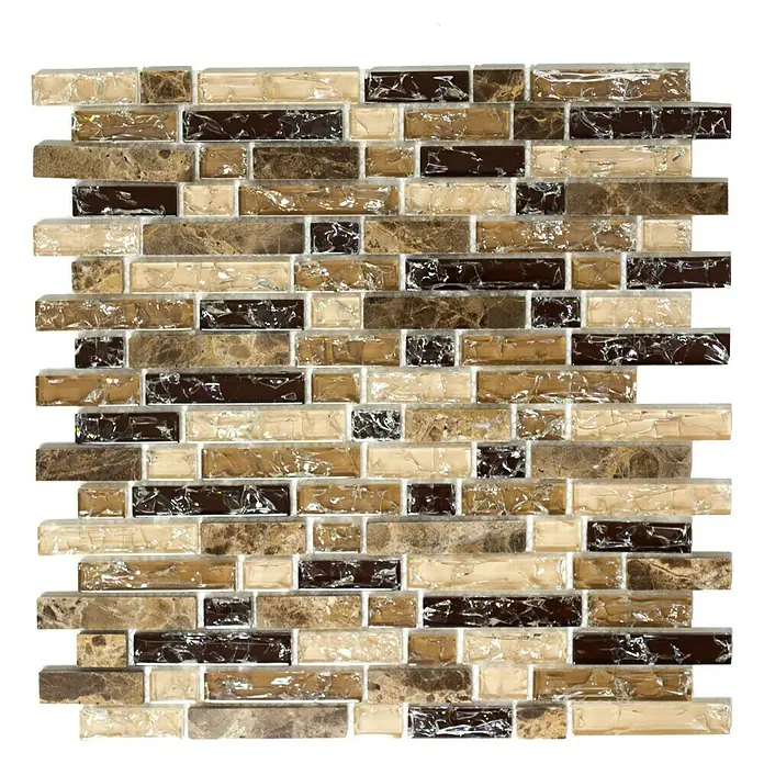 Mosaikfliese Crystal Mix XIC V1355 - 29,8 x 30,5 cm, Braun, Glänzend - Ansicht von oben