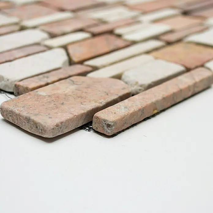 Mosaikfliese Mix MOS BRICK 225 - 30,5 x 30,5 cm, Rot/Weiß, Matt - Vorderansicht