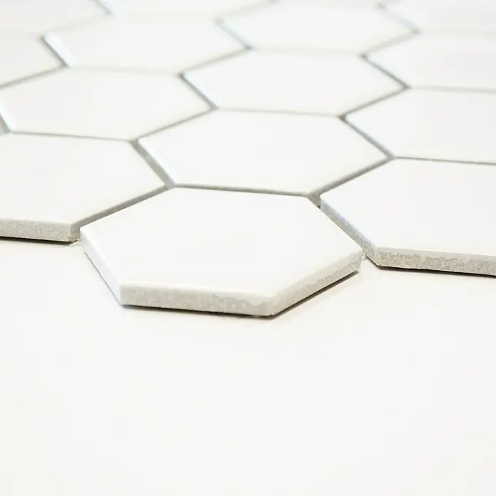Mosaikfliese Hexagon Uni HX 085 - 32,5 x 28,1 cm, Weiß, Matt - Vorderansicht