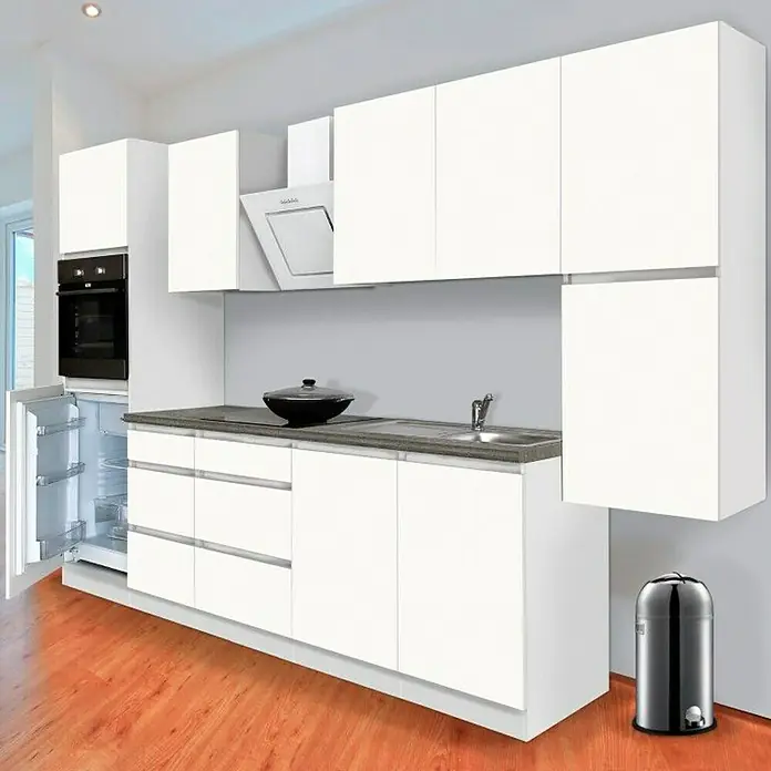 Respekta Premium Küchenzeile GLRP320HWWM - Breite: 320 cm, Mit Elektrogeräten, Weiß matt