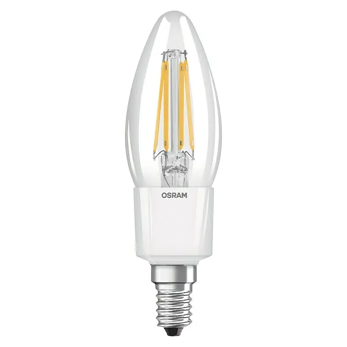 Osram LED žarulja Retrofit Classic B - 4,5 W, E14, Topla bijela, Može se prigušiti, Prozirno - Pogled odozgo