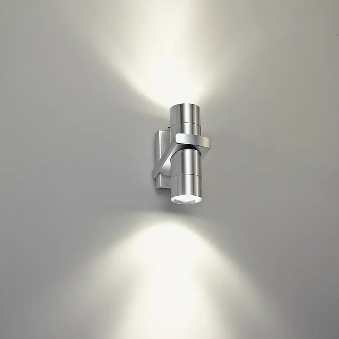 Voltolux Alu-Design Aplique de pared Trapani - 50 W, L x An x Al: 10 x 17 x 70 cm, Plateado, GU10