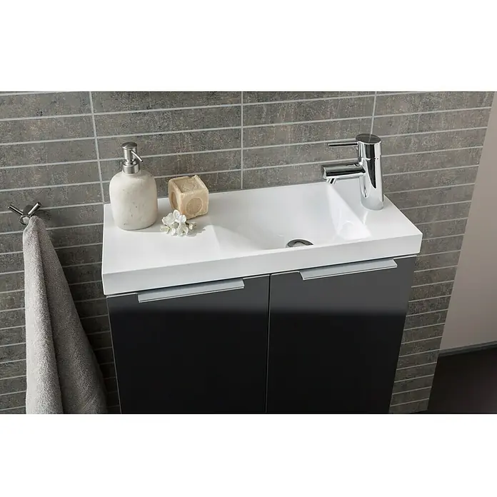 Camargue Fresh Waschtischunterschrank - 59,8 x 22,1 x 60,4 cm, Grafit, Hochglanz - Detailaufnahme