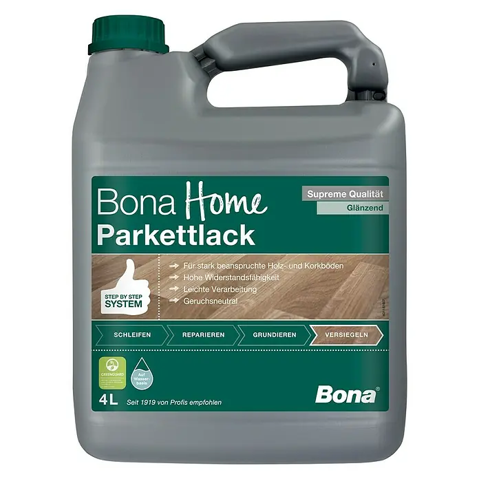 Bona Home Parkettlack Supreme - Farblos, 4 l, Glänzend - Vorderansicht