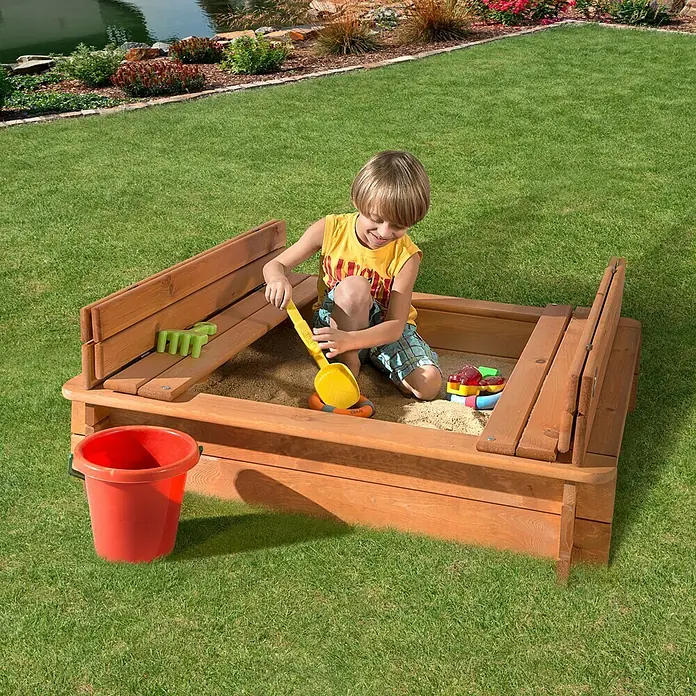 Weka Sandkasten Gr. 1 - 100 x 100 x 24 cm, Holz - Stimmungsaufnahme