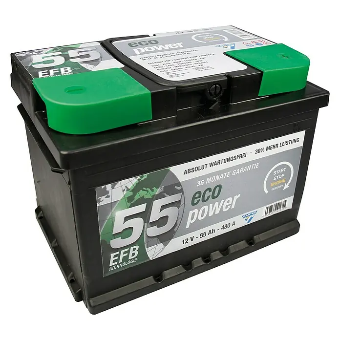 Cartec Autobatterie - 55 Ah, Spannung: 12 V - Vorderansicht