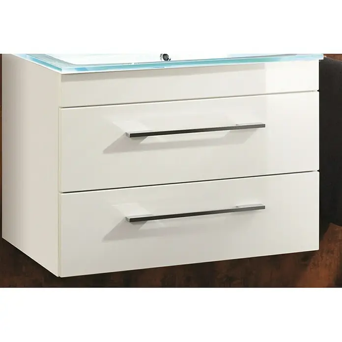 Camargue Stella Waschtischunterschrank - 79,4 x 48,9 x 39 cm, 2 Schubkästen, Mit Beleuchtung, Weiß - Rechte Seitenansicht