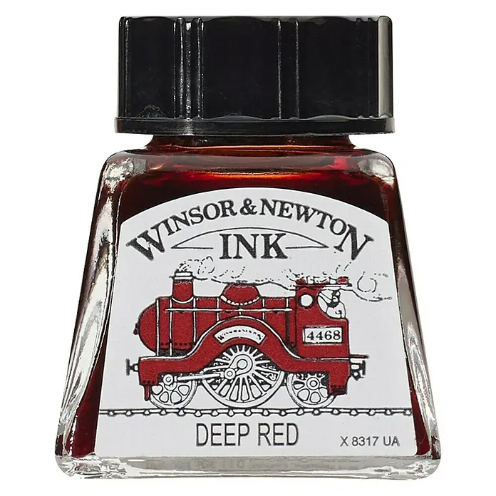 Winsor & Newton Tinta za crtanje - Duboko crvene boje, 14 ml, Boca - Pogled sprijeda