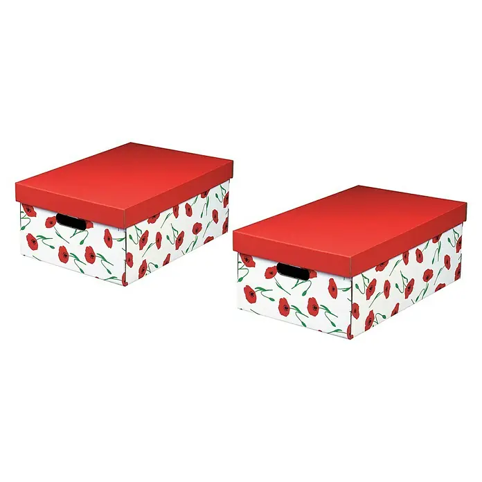 Nips Aufbewahrungsbox Amapola - 45,5 x 32 x 19 cm, 2 Stk., Geeignet für: DIN A4, Weiß/Rot - Linke Seitenansicht