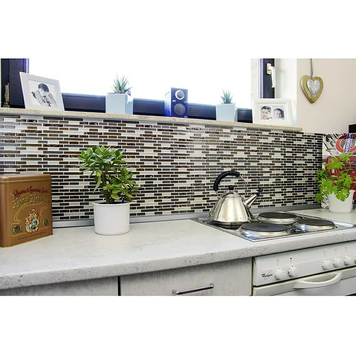 Selbstklebemosaik Marble SVM 24088 - 4 Stk., 23,6 x 25,5 cm, Vinyl, Mix Braun - Anwendungsbeispiel