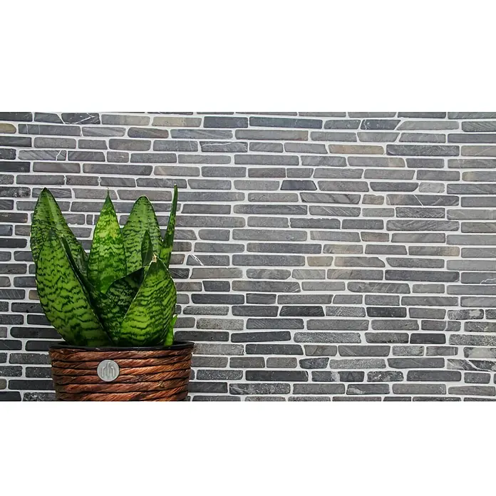 Mosaikfliese Marquina MOS BRICK 125 - 30,5 x 30,5 cm, Schwarz, Matt - Detailaufnahme