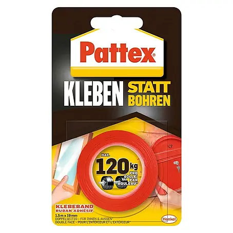 Pattex  Doppelseitiges Klebeband Kleben statt Bohren