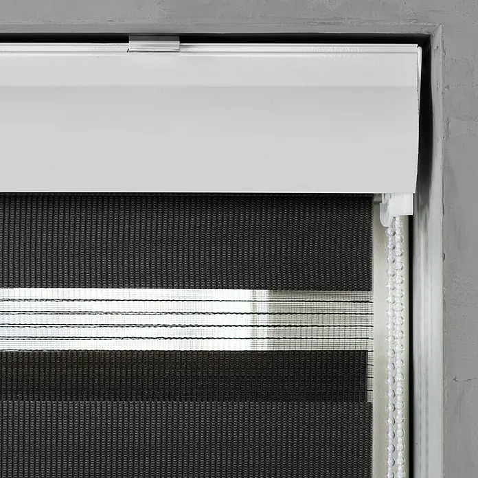 Expo Ambiente Doppelrollo mit Kassette - B x H: 220 x 175 cm, Schwarz, Tageslichtdurchlässig - Detailaufnahme
