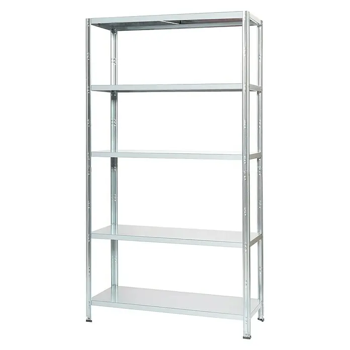 Regalux Metallregal INOX - L x B x H: 40 x 100 x 187 cm, Edelstahl, Traglast: 80 kg/Boden, Stecken - Vorderansicht