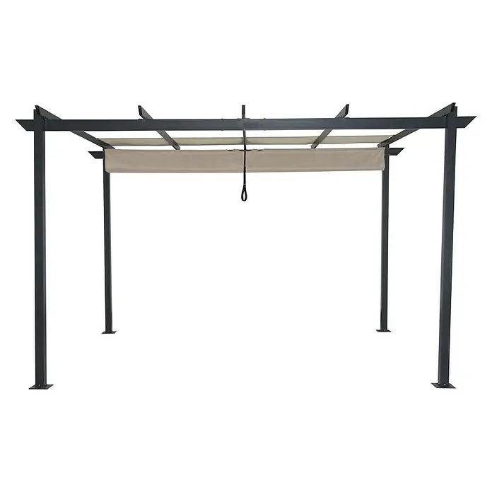 Leco Raffpavillon - 400 x 300 x 225 cm, Natur, Anthrazit - Vorderansicht