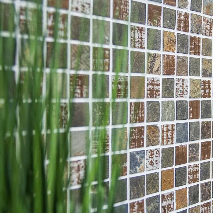Mosaikfliese Quadrat Crystal Mix XCM CB 52 - 32,7 x 30,2 cm, Braun, Matt - Detailaufnahme