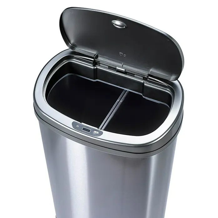 Sensor-Abfalleimer - Fassungsvermögen: 22 l + 28 l, Silber, Gebogen, Edelstahl