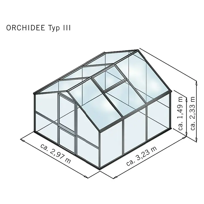 KGT Gewächshaus Orchidee III - Polycarbonat, Glasstärke: 10 mm, Anthrazitgrau