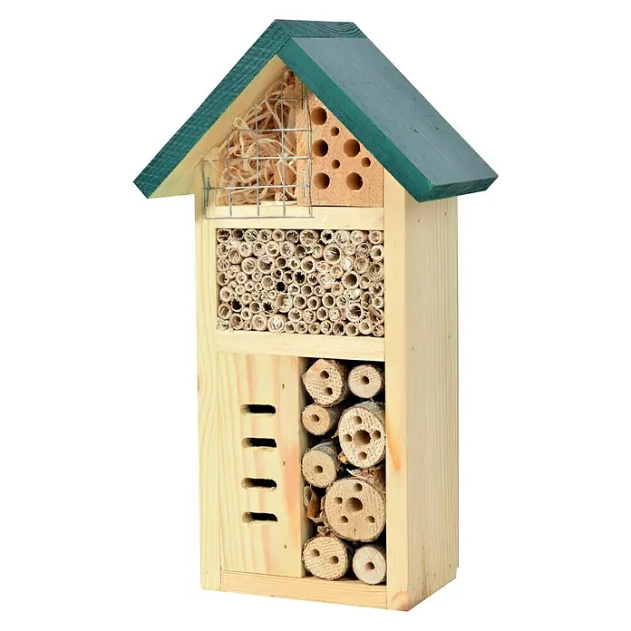 Dobar Insektenhotel Zur Goldenen Wildbiene - 15 x 8,5 x 25,5 cm, Kiefer - Linke Seitenansicht