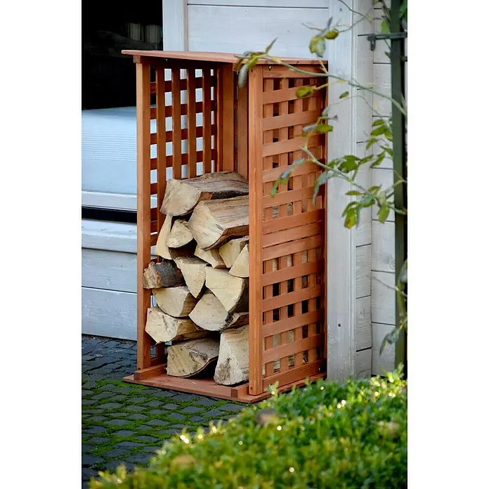 Dobar Kaminholzregal - Braun, 39 x 39 x 85 cm, Kiefer - Stimmungsaufnahme