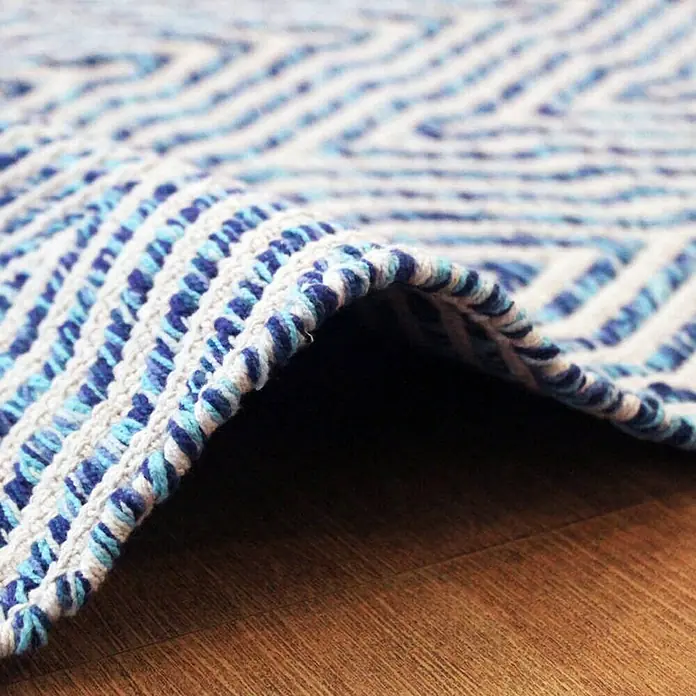 Kayoom Teppich Cocktail 400 - Blau, L x B: 150 x 80 cm, 100% Baumwolle - Detailaufnahme