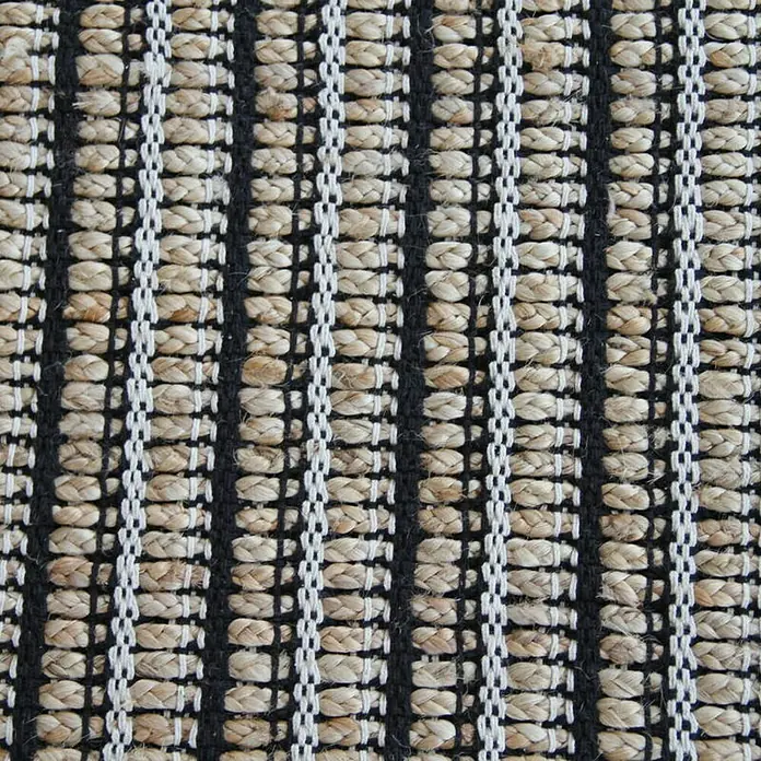 Kayoom Teppich Chess 310 - Natur/Schwarz, 230 x 160 cm, 100% Jute-/Baumwollmischung - Detailaufnahme