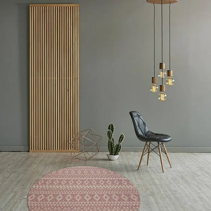 Kayoom Teppich Sunny Rund 200 - Pink, Durchmesser: 160 cm, 100% Polyester - Stimmungsaufnahme