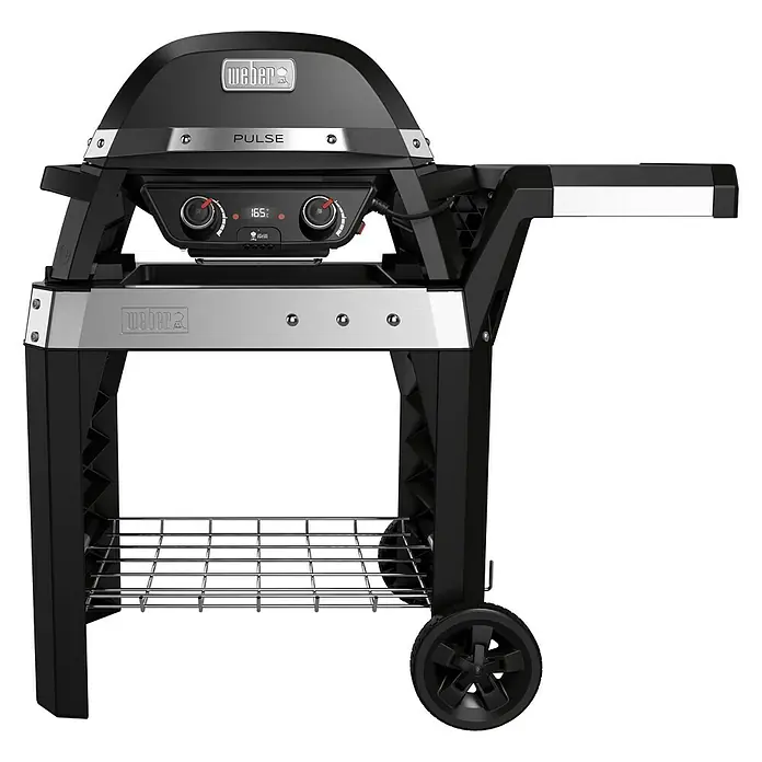Weber Smartgrill Pulse 2000 mit Rollwagen - 2.200 W, Hauptgrillfläche: 49 x 39 cm, Schwarz, Silber - Vorderansicht