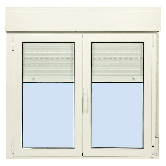 Solid Elements Ventana de aluminio Practicable Oscilobatiente - 120 x 115 cm, Derecha, Blanco, Con persiana