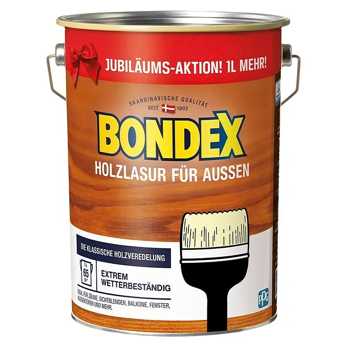 Bondex Holzlasur für Außen - Oregon Pine, Seidenmatt, 5 l, Lösemittelbasiert, Alkydharz - Vorderansicht