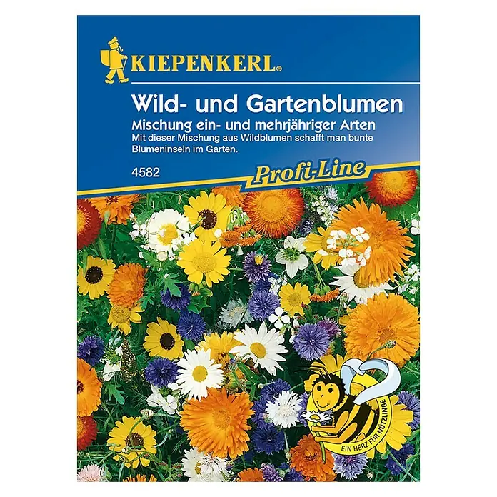 Kiepenkerl Profi-Line Blumensamenmischung Wild- und Gartenblumen - Verschiedene Sorten, Blütezeit: Juni, 1 m² - 2 m² - Vorderansicht