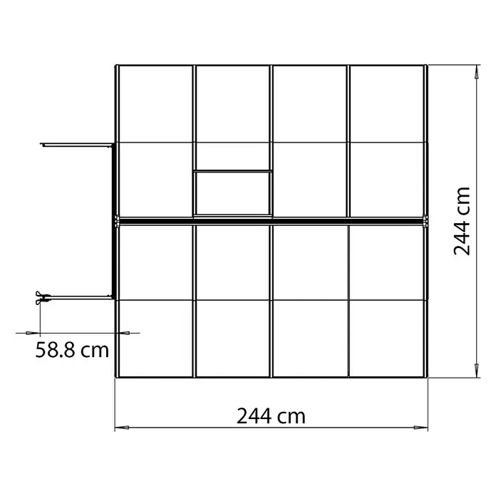Staklenik Palram Bella - 2,44 x 2,44 x 2,17 m, Polikarbonat, Debljina stakla: 6 mm, Srebrne boje - Detaljan prikaz