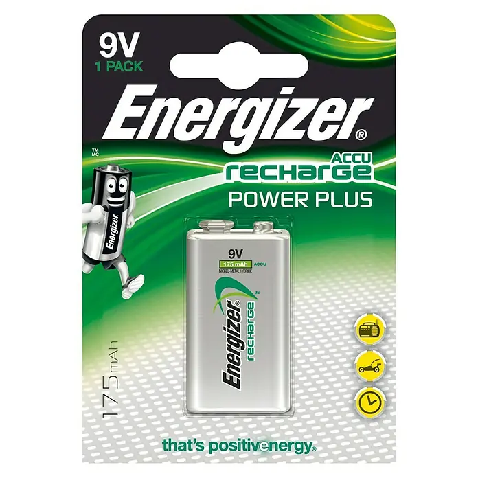 Energizer Rechargeable PowerPlus Accu Rechargeable PowerPlus 9-Volt-Block - 9-Volt-Block, 175 mAh, Nikkel-metaalhydride