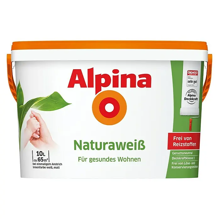 Alpina Wandfarbe Naturaweiß - Weiß, 10 l, Matt