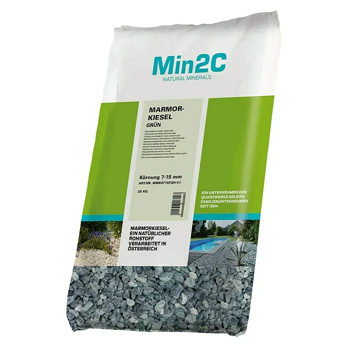 Min2C Marmorkiesel - Grün, Körnung: 7 mm - 15 mm, 25 kg