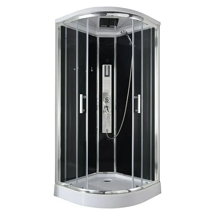 Sanotechnik Quickline Komplettdusche Trend - Rund, 90 x 90 x 210 cm, Schwarz/Silbergrau