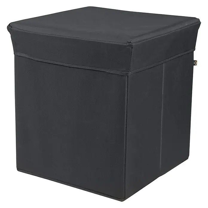 Phönix Sitz- & Aufbewahrungsbox Stor it - L x B x H: 41 x 41 x 44 cm, Polyester, Schwarz - Vorderansicht