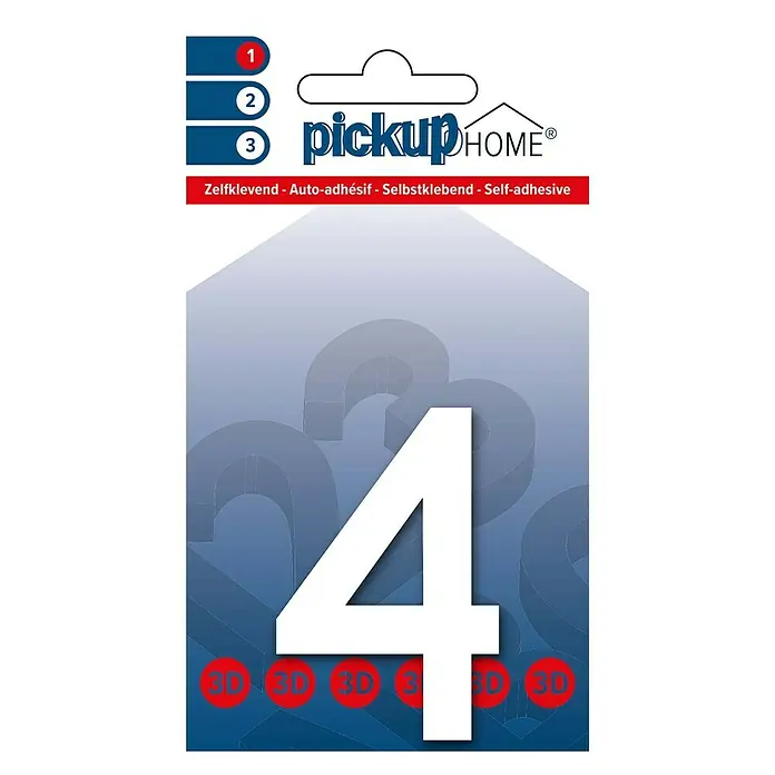 Pickup 3D Home Kućni broj Rio - Visina: 6 cm, Motiv: 4, Bijele boje, Plastika, Samoljepljivo