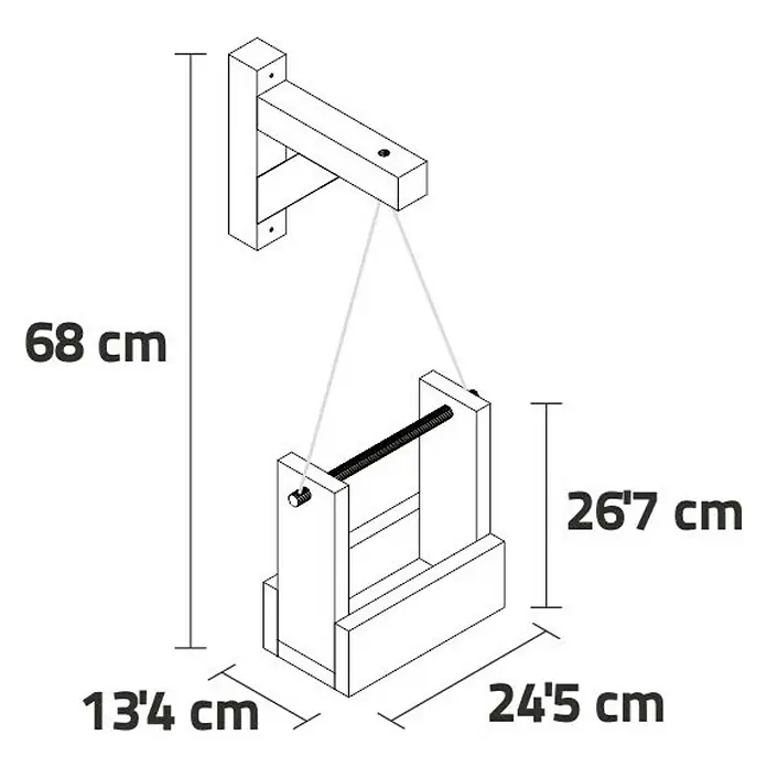 Maceta de pared Vertical Woody - Largo: 28 cm, Natural, 1 Bandeja