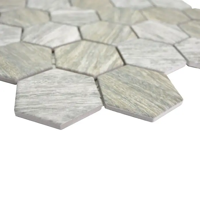 Mosaikfliese Hexagon HX CURIO HG - 32,5 x 28,1 cm, Grau, Matt - Detailaufnahme