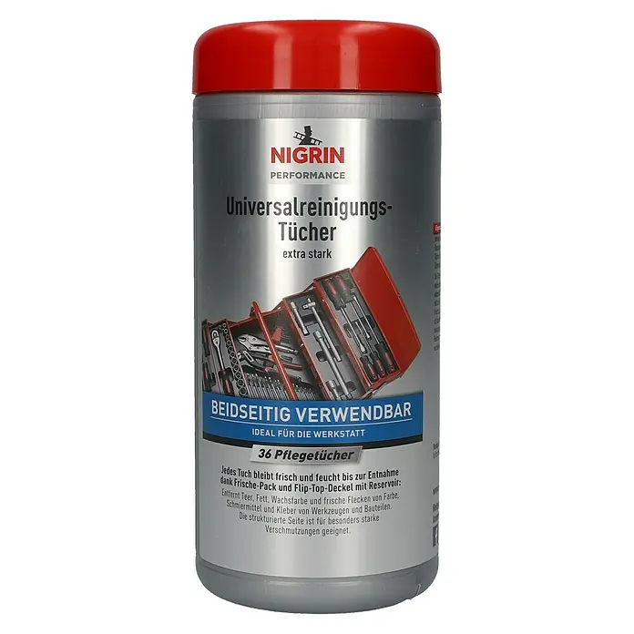 Nigrin Performance Universalreinigungstücher - Inhalt: 36 Tücher, Material: Baumwolle - Vorderansicht