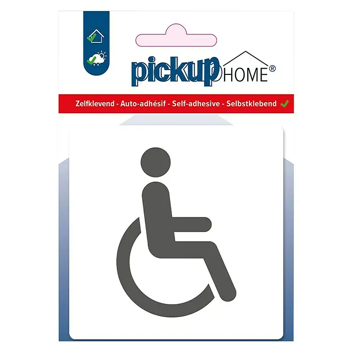 Pickup Etiqueta adhesiva - L x An: 9 x 9 cm, Lavabo para minusválidos, Blanco